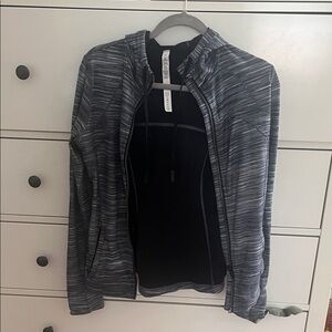 lululemon athletica Black and Gray Striped Hooded Jacket